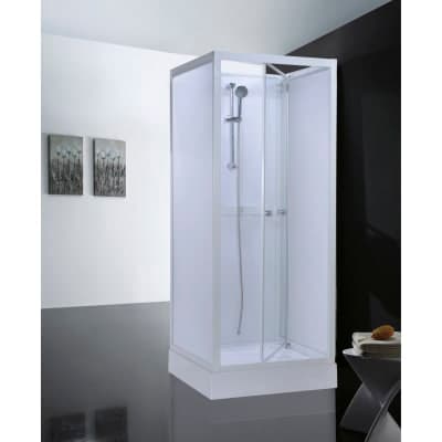 Alterna Basic Duschkabin 90 cm med dörr, vit/frostad, säkerhetsglas