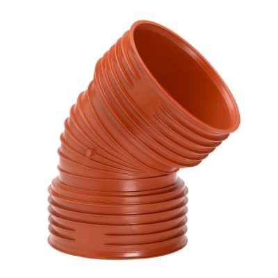 Uponor Infra UltraRib 2 PP-böj 200x45° för utomhusavlopp, rödbrun