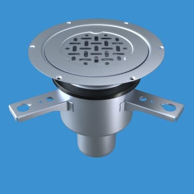 FURO 007B75G7 Golvbrunn DN75 i syrafast rostfritt stål med vattenlås och sil