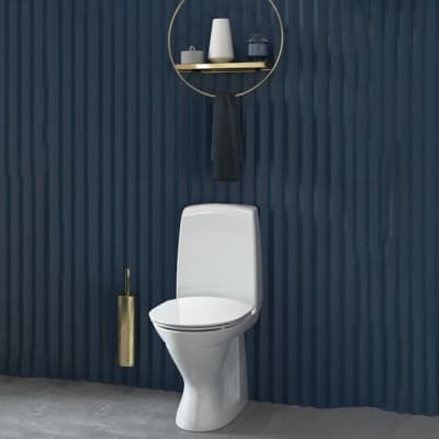 Ifö Spira 6260 golvstående WC, inbyggt s-lås, dubbelspolning, Rimfree, med WC-sits, för armstöd