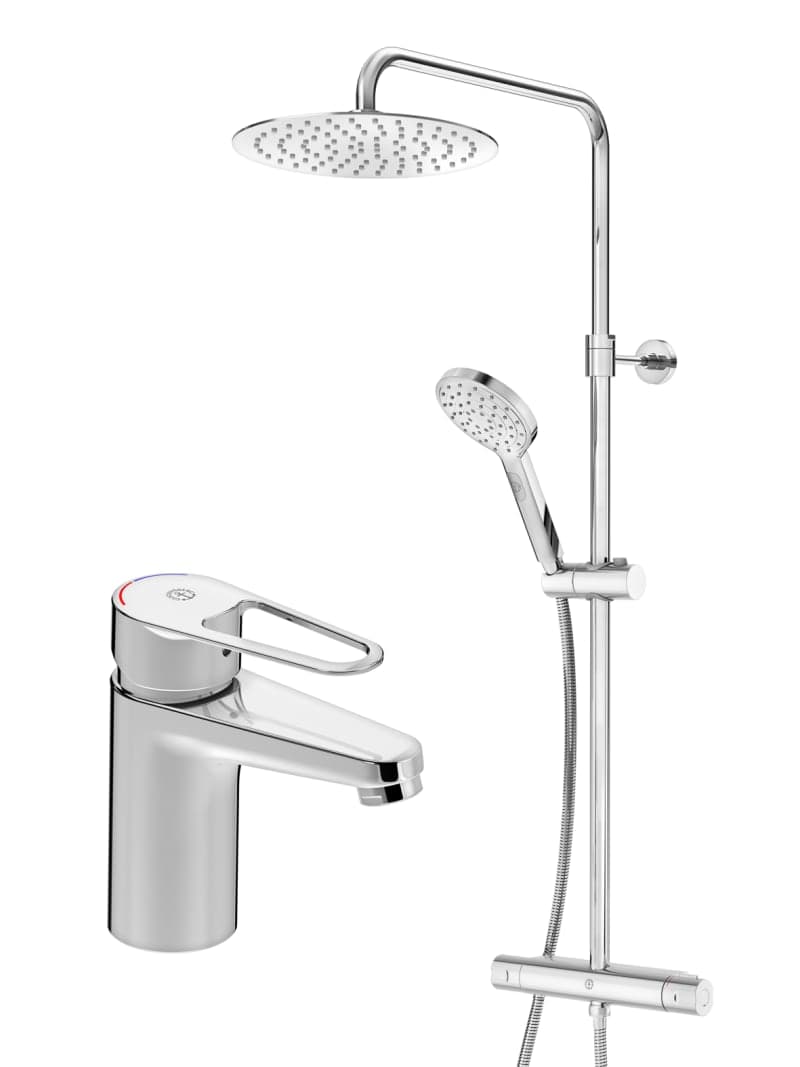 Blandarpaket Nya Nautic 160 i krom med termostat och c/c 160mm