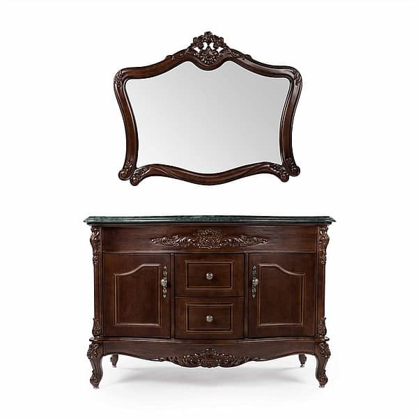 VESANI Ottawa Badrumsspegel 116x92 cm Fransk Stil - Mörkbrun Träram, Klassisk Design - SPEOTTMB